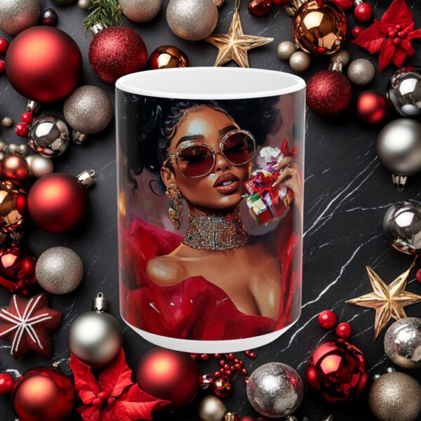 African American Christmas Ceramic Mug, (11oz, 15oz) Bold Design, Colorful and Festive, Santa Baby Design, Fun Gift Idea, Sexy Design - Image 5