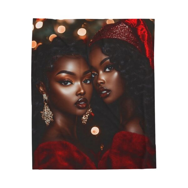 African American Woman Christmas Velveteen Plush Blanket, Black Holiday Throw, Soft Cozy Xmas Decor, Soft Touch Gift, Original Design - Image 5