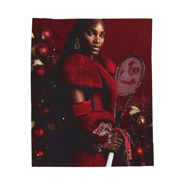 Serena Williams African American Woman Christmas Velveteen Plush Blanket, Black Holiday Throw, Soft Cozy, Soft Touch Gift, Original Design - Image 5