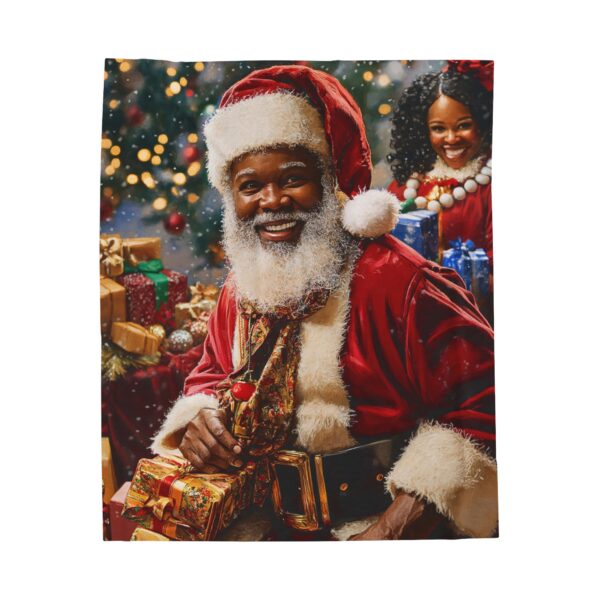 African American Christmas Velveteen Plush Blanket, Black Santa Throw, Soft Cozy Xmas Decor, Soft Touch Gift, Original Design - Image 5