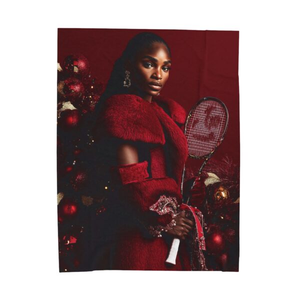 Serena Williams African American Woman Christmas Velveteen Plush Blanket, Black Holiday Throw, Soft Cozy, Soft Touch Gift, Original Design - Image 9