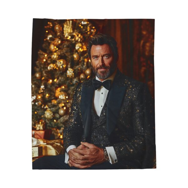 Velveteen Plush Blanket - Hugh Jackman Christmas Design, Warm and Cozy, Bold Colors, Great Gift Idea. Holiday Home Decor, Winter - Image 5