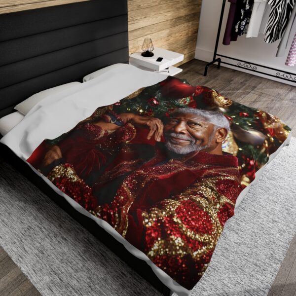 Morgan Freeman Christmas Velveteen Plush Blanket, African American Holiday Throw, Soft Cozy Xmas Decor, Soft Touch Gift, Original Design - Image 12