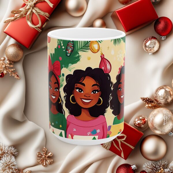 Ceramic Mug, African American Girlfriends Christmas Gift, Holiday Coffee Cup, Black Women Xmas Present, Festive Cocoa Mug, BFF Tea Cup - Image 5