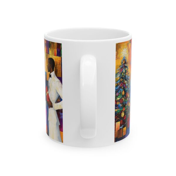 African American Christmas Mug, Black man, nostalgic, bold festive colors - Holidays Gift, Ceramic Cup, Beverage Holder, Hot Cocoa Mug, Xmas - Image 2