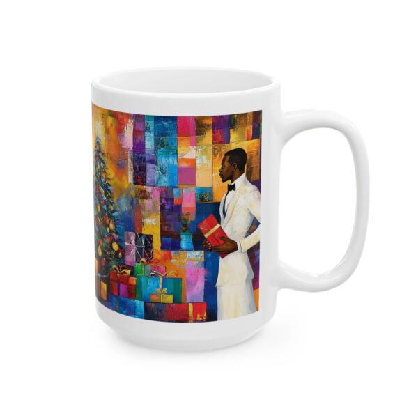 African American Christmas Mug, Black man, nostalgic, bold festive colors - Holidays Gift, Ceramic Cup, Beverage Holder, Hot Cocoa Mug, Xmas - Image 8