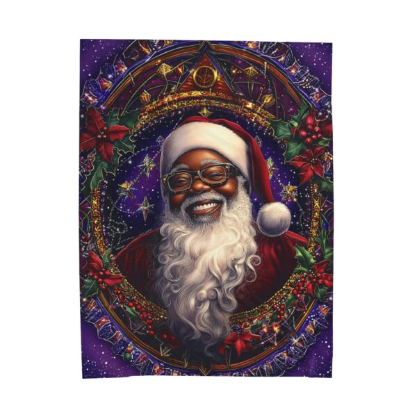 African American Christmas Velveteen Plush Blanket, Black Santa Throw, Soft Cozy Xmas Decor, Soft Touch Gift, Original Design - Image 9