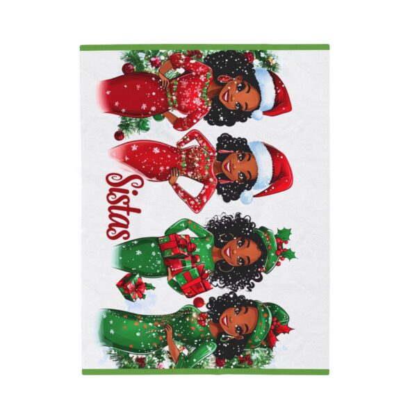 Girlfriends African American Christmas Velveteen Plush Blanket, Holiday Throw, Soft Cozy Xmas Decor, Soft Touch Gift, Original Design