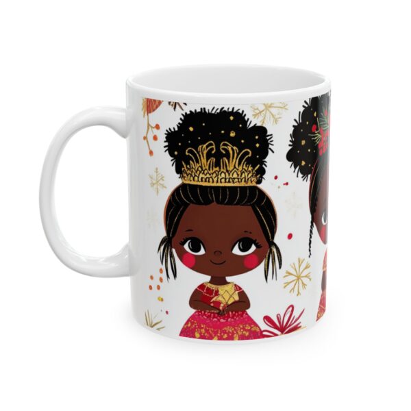 African American Christmas Mug, Ceramic (11oz, 15oz), Cute Black Girls Design, Bold Abstract Colors, Festive Design Fun and Cute - Image 3