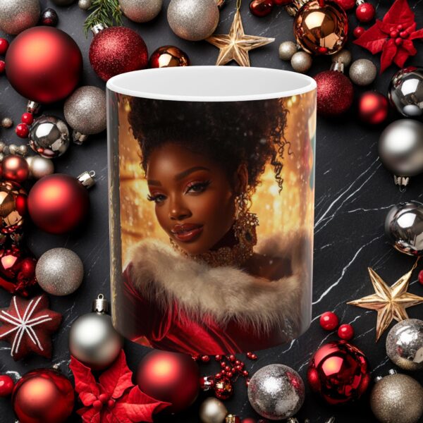 African American Christmas Ceramic Mug, (11oz, 15oz) Bold Design, Colorful and Festive, Santa Baby Design, Fun Gift Idea, Sexy Design