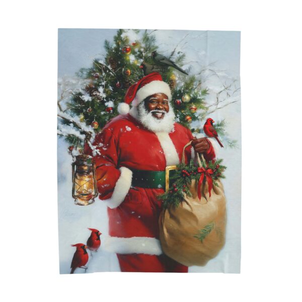 African American Christmas Velveteen Plush Blanket, Black Santa Holiday Throw, Soft Cozy Soft Touch Gift, Original Design - Image 9