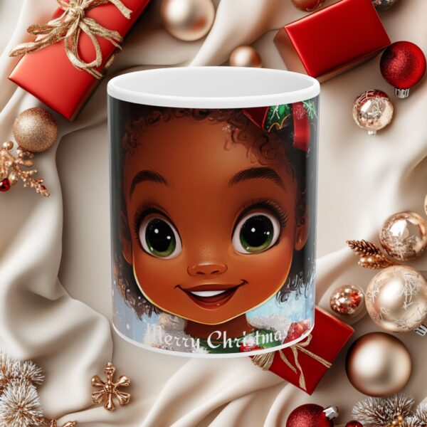 African American Christmas Ceramic Mug, (11oz, 15oz), Beautiful African American Girl, Children's Gift Idea, Teacher's Gift, Cute Gift Idea