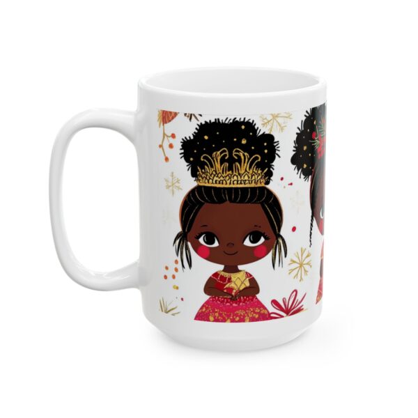 African American Christmas Mug, Ceramic (11oz, 15oz), Cute Black Girls Design, Bold Abstract Colors, Festive Design Fun and Cute - Image 7