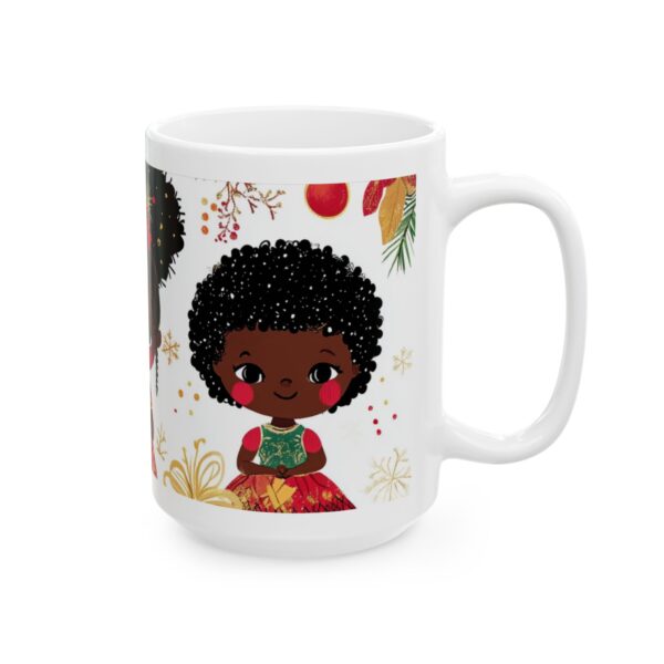 African American Christmas Mug, Ceramic (11oz, 15oz), Cute Black Girls Design, Bold Abstract Colors, Festive Design Fun and Cute - Image 8