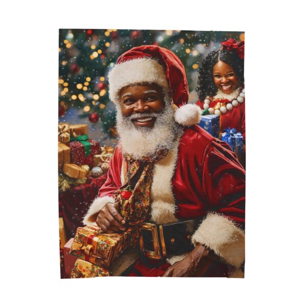 African American Christmas Velveteen Plush Blanket, Black Santa Throw, Soft Cozy Xmas Decor, Soft Touch Gift, Original Design - Image 9