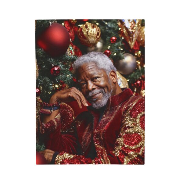 Morgan Freeman Christmas Velveteen Plush Blanket, African American Holiday Throw, Soft Cozy Xmas Decor, Soft Touch Gift, Original Design