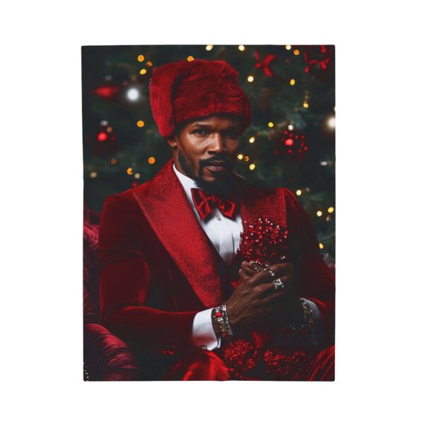 Jamie Foxx Christmas Velveteen Plush Blanket, African American Holiday Throw, Soft Cozy Xmas Decor, Soft Touch Gift, Original Design