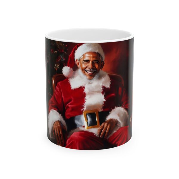 President Barak Obama Santa Claus Ceramic Mug, (11oz, 15oz) Vibrant Colors, Fun and Festive