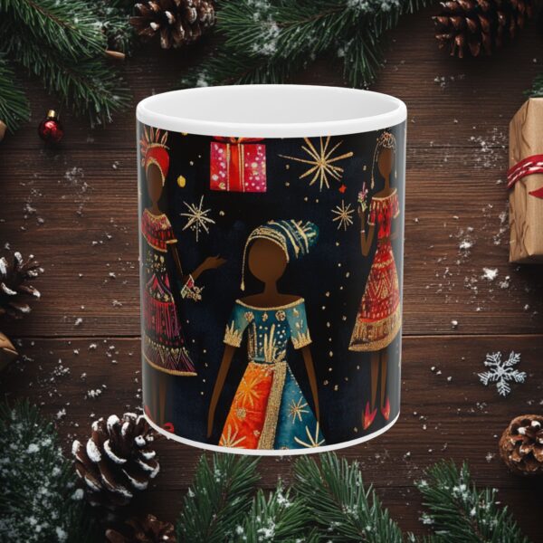 Ceramic Mug, (11oz, 15oz) African American Christmas Mug, Fun and Festive Gift Idea, African Women Design, For All Ages, Holiday, Coffee Mug