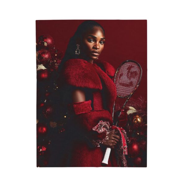 Serena Williams African American Woman Christmas Velveteen Plush Blanket, Black Holiday Throw, Soft Cozy, Soft Touch Gift, Original Design