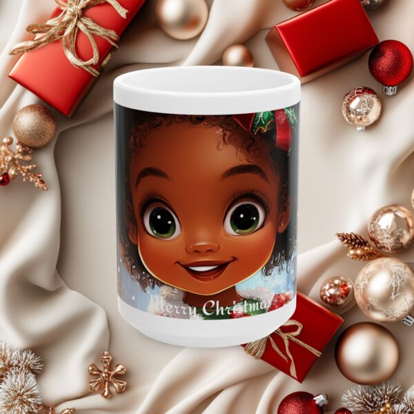 African American Christmas Ceramic Mug, (11oz, 15oz), Beautiful African American Girl, Children's Gift Idea, Teacher's Gift, Cute Gift Idea - Image 5