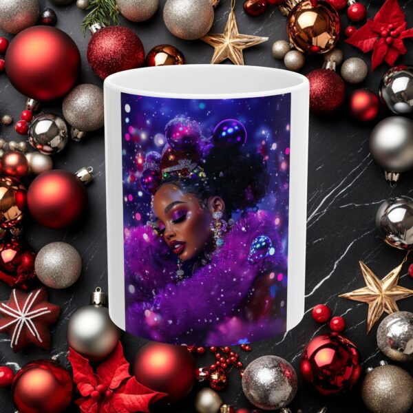 African American Christmas Ceramic Mug, (11oz, 15oz) Bold Design, Colorful and Festive, Santa Baby Design, Fun Gift Idea, Sexy Design