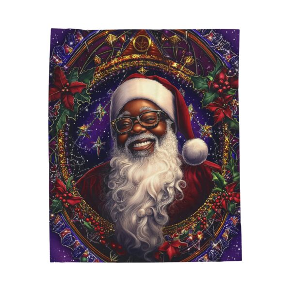 African American Christmas Velveteen Plush Blanket, Black Santa Throw, Soft Cozy Xmas Decor, Soft Touch Gift, Original Design - Image 5