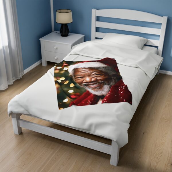 Morgan Freeman Christmas Velveteen Plush Blanket, African American Holiday Throw, Soft Cozy Xmas Decor, Soft Touch Gift, Original Design - Image 3