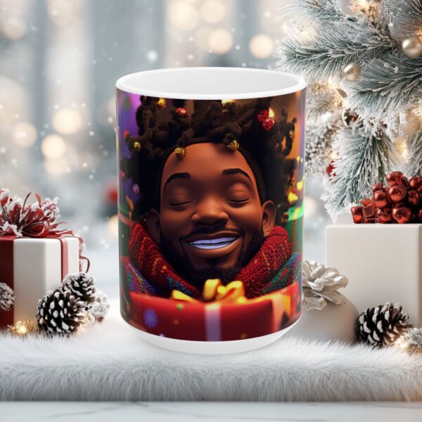 African American Christmas Mug, Fun and Festive, Gift Idea, Original Design, Fun for All Ages Colorful Black Male - Image 5