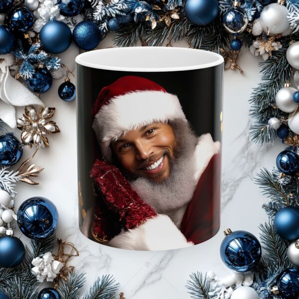 Stephen Curry as Santa Ceramic Mug (11oz, 15oz) African American Celebrity Christmas, NBA, Original Design For All Ages, Hip Hop, Meme