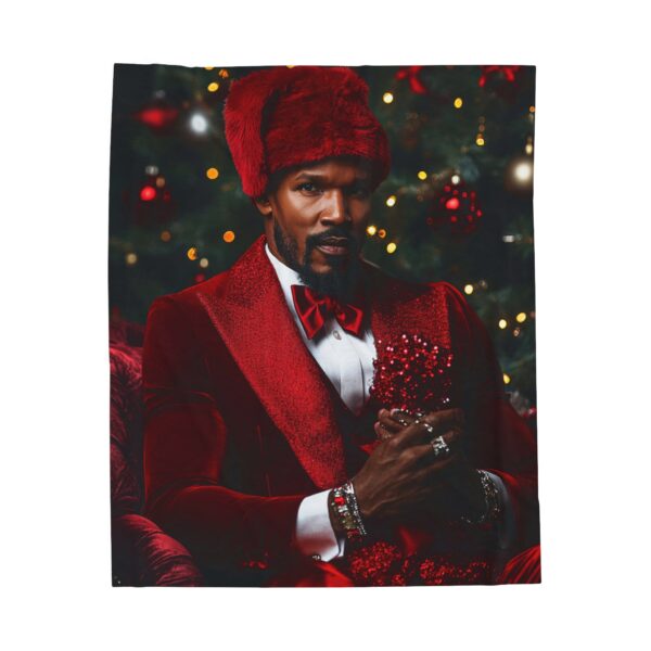 Jamie Foxx Christmas Velveteen Plush Blanket, African American Holiday Throw, Soft Cozy Xmas Decor, Soft Touch Gift, Original Design - Image 5