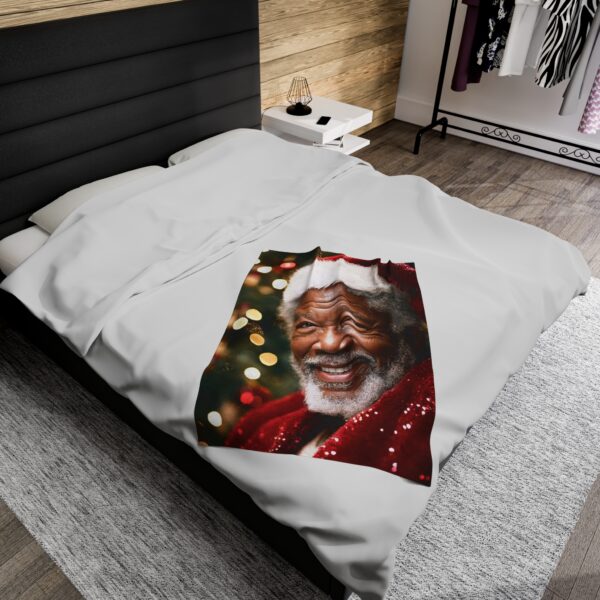 Morgan Freeman Christmas Velveteen Plush Blanket, African American Holiday Throw, Soft Cozy Xmas Decor, Soft Touch Gift, Original Design - Image 4