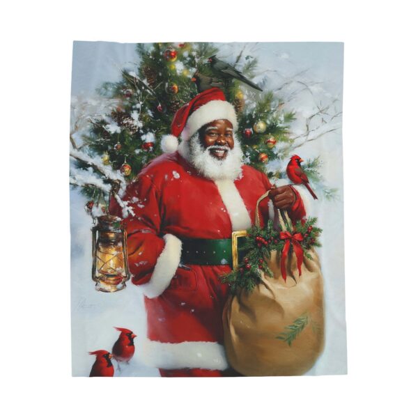 African American Christmas Velveteen Plush Blanket, Black Santa Holiday Throw, Soft Cozy Soft Touch Gift, Original Design - Image 5