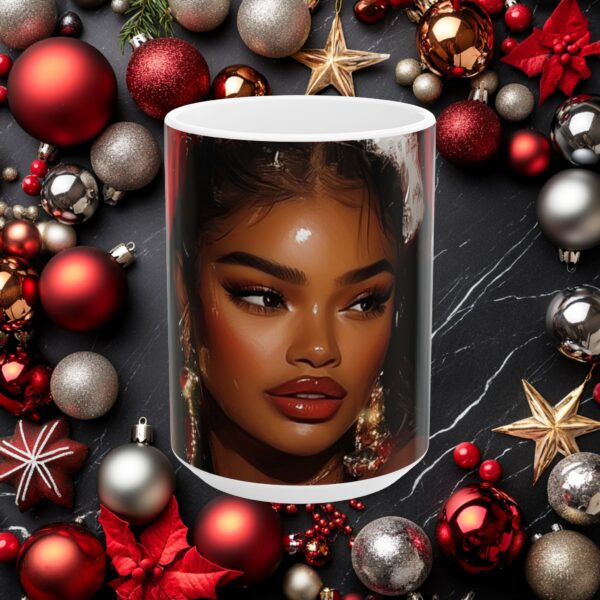 African American Christmas Ceramic Mug, (11oz, 15oz) Bold Design, Colorful and Festive, Santa Baby Design, Fun Gift Idea, Sexy Design - Image 5