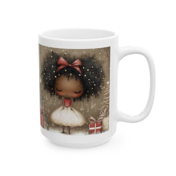 Christmas Mug, African American Festive Holiday Winter Design, 11oz, 15oz Ceramic Cup, Gift for Black Girl, Xmas Tea Coffee Mugs, Cute Cocoa - Image 8