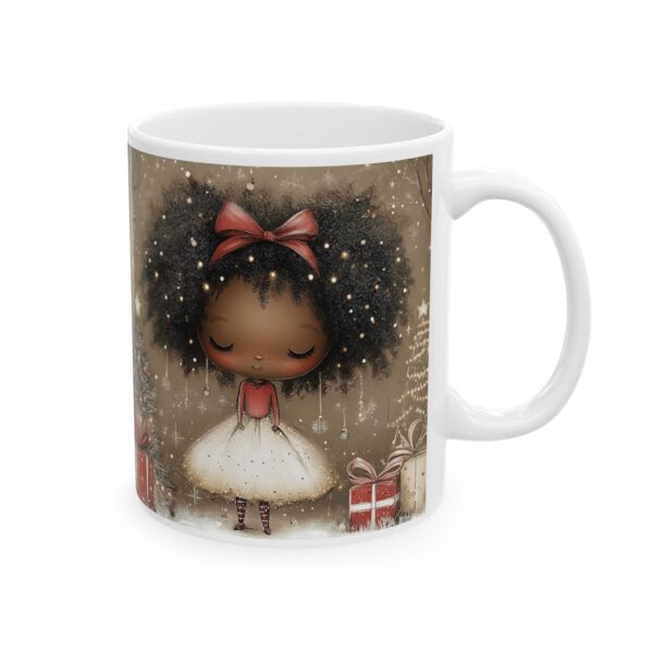 Christmas Mug, African American Festive Holiday Winter Design, 11oz, 15oz Ceramic Cup, Gift for Black Girl, Xmas Tea Coffee Mugs, Cute Cocoa - Image 4