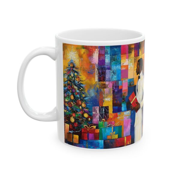 African American Christmas Mug, Black man, nostalgic, bold festive colors - Holidays Gift, Ceramic Cup, Beverage Holder, Hot Cocoa Mug, Xmas - Image 3