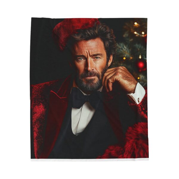 Velveteen Plush Blanket - Hugh Jackman Christmas Design, Warm and Cozy, Bold Colors, Great Gift Idea. Holiday Home Decor, Winter - Image 5