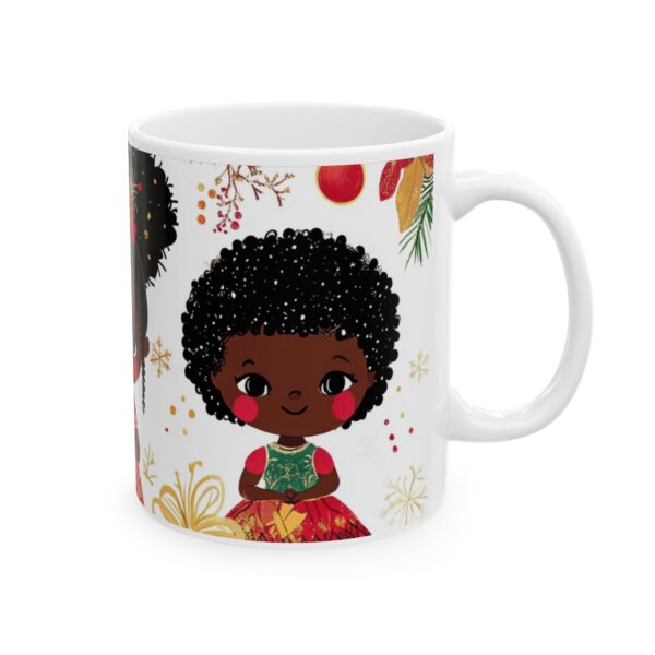 African American Christmas Mug, Ceramic (11oz, 15oz), Cute Black Girls Design, Bold Abstract Colors, Festive Design Fun and Cute - Image 4