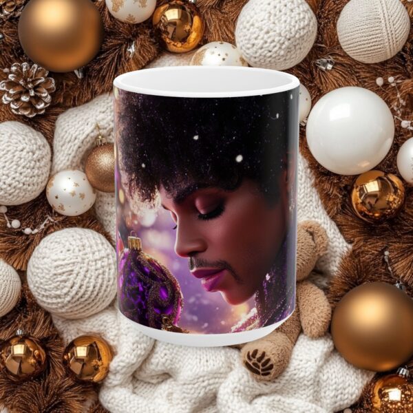 Prince Purple Rain Christmas Ceramic Mug 11 oz and 15 oz, Festive Fun Design, Bold Colors, Coffee Cup, Tea Mug, African American, Novelty - Image 5