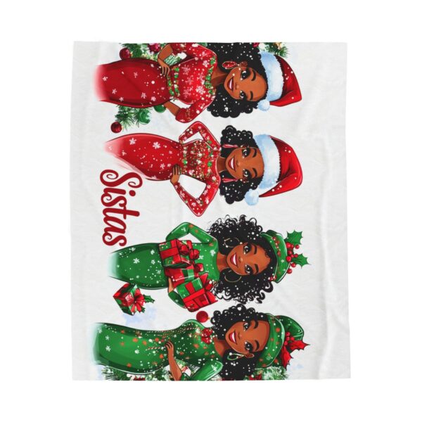 Girlfriends African American Christmas Velveteen Plush Blanket, Holiday Throw, Soft Cozy Xmas Decor, Soft Touch Gift, Original Design - Image 5