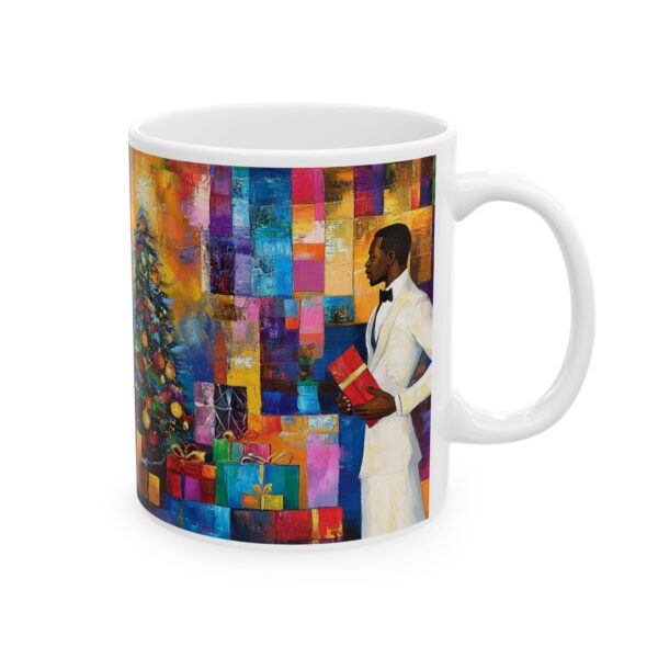 African American Christmas Mug, Black man, nostalgic, bold festive colors - Holidays Gift, Ceramic Cup, Beverage Holder, Hot Cocoa Mug, Xmas - Image 4