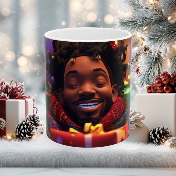 African American Christmas Mug, Fun and Festive, Gift Idea, Original Design, Fun for All Ages Colorful Black Male