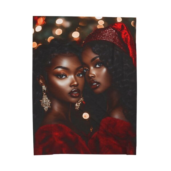 African American Woman Christmas Velveteen Plush Blanket, Black Holiday Throw, Soft Cozy Xmas Decor, Soft Touch Gift, Original Design - Image 9