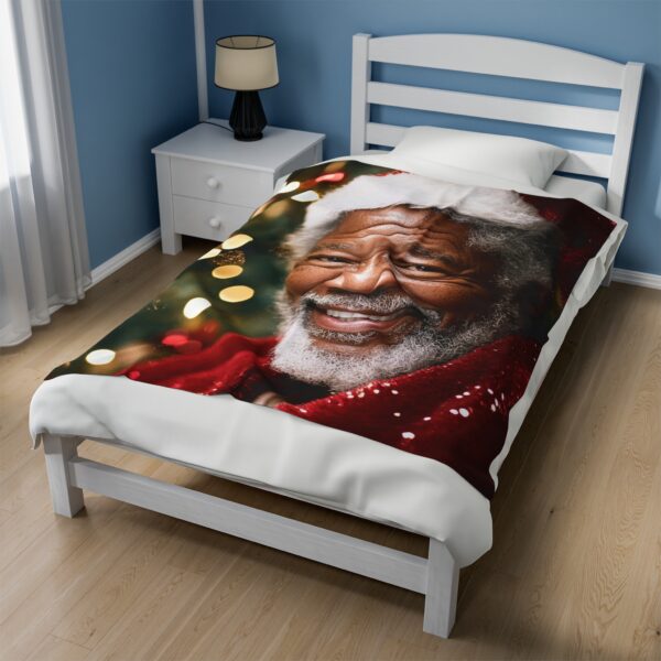 Morgan Freeman Christmas Velveteen Plush Blanket, African American Holiday Throw, Soft Cozy Xmas Decor, Soft Touch Gift, Original Design - Image 7