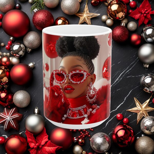 African American Christmas Ceramic Mug, (11oz, 15oz) Bold Design, Colorful and Festive, Santa Baby Design, Fun Gift Idea, Sexy Design - Image 5