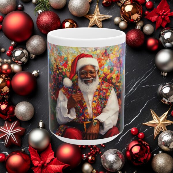 Ceramic Mug, (11oz, 15oz) African American Santa Claus Christmas Mug, Fun and Festive, Gift Idea, Original Design, Fun for All Ages Colorful - Image 5