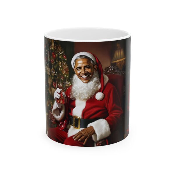 President Barak Obama Santa Claus Ceramic Mug, (11oz, 15oz) Vibrant Colors, Fun and Festive